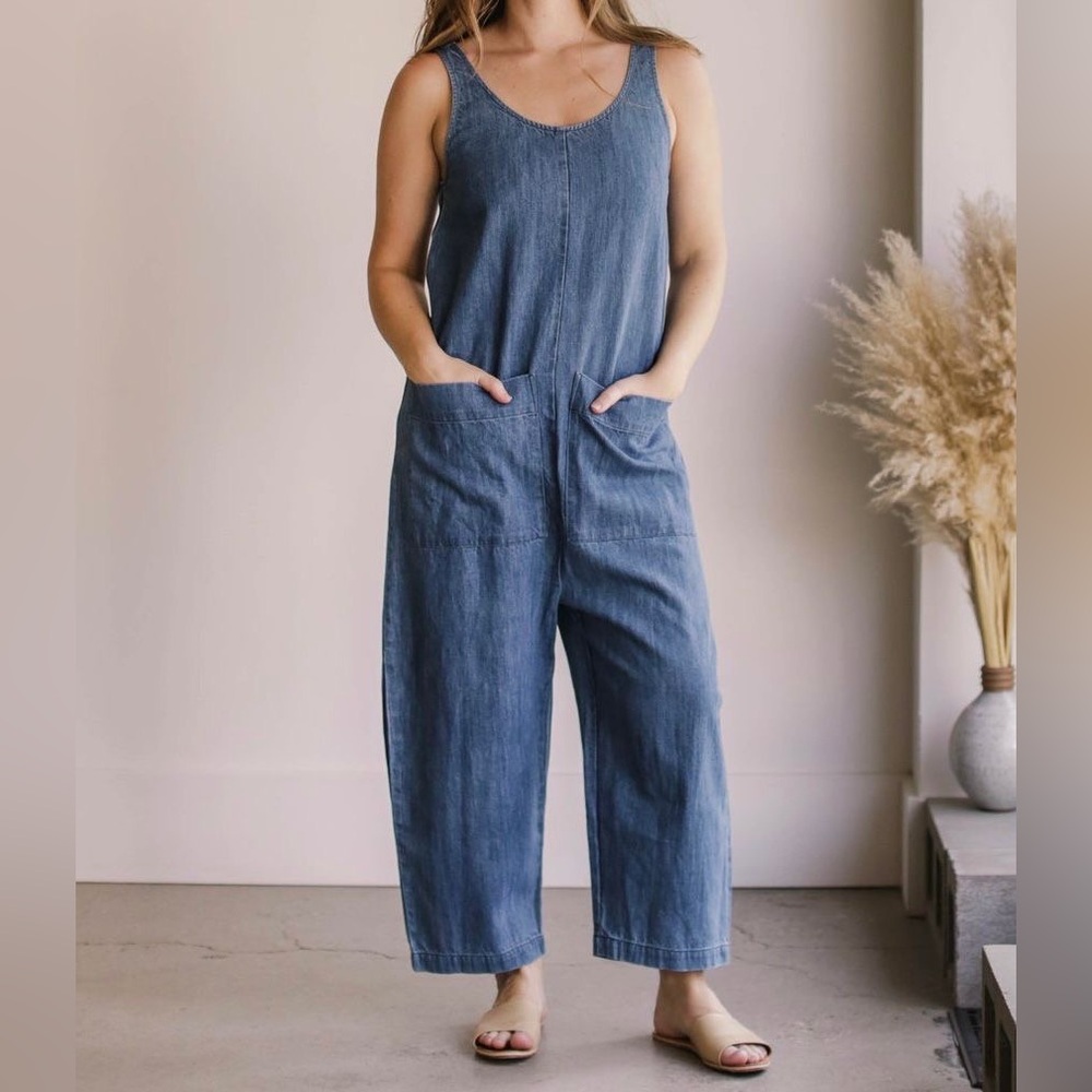 İlana Kohn Cotton Gary Sleeveless Jumpsuit in blue size S
